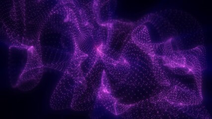 Wall Mural - vibrant purple particles form a dense mesh of light dots, floating through dark space in an energeti