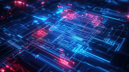 Futuristic Abstract Circuit Board High Tech System Engineering Network Connection