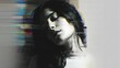 © mochalfin - Woman with closed eyes in glitch art style with dark hair against a neutral background