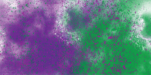 Wall Mural - abstract watercolor background with splattered purple green and white hues illustrating a modern art