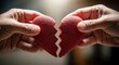 © NURUL - Conceptual image of a broken heart held in two hands symbolizing heartbreak and emotional pain