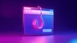 © Muntazim - A vibrant digital illustration of a web browser with a fishing hook, symbolizing phishing attacks in a colorful, neon style.