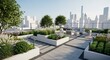 © Alia - Luxurious rooftop terrace with modern outdoor furniture and lush greenery offers stunning city skyline views.