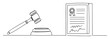 © Wieslaw - gavel with legal document monoline thin lineart vector outline