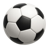 Classic black and white soccer ball featuring hexagonal and pentagonal panels on transparent background.