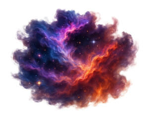 Wall Mural - vibrant cosmic nebula with swirling pink, blue, and orange clouds and twinkling stars on transparent