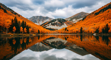  A festive and trendy autumn harvest display in a cafe window with pumpkins, hay bales, and glowing lights