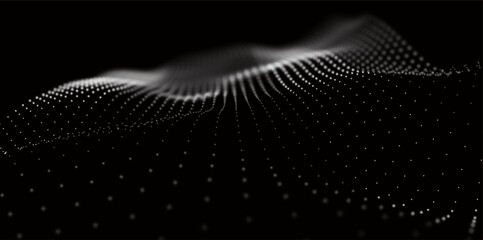 Wall Mural - abstract white particle background. flow wave with dot landscape. digital data structure. future mes