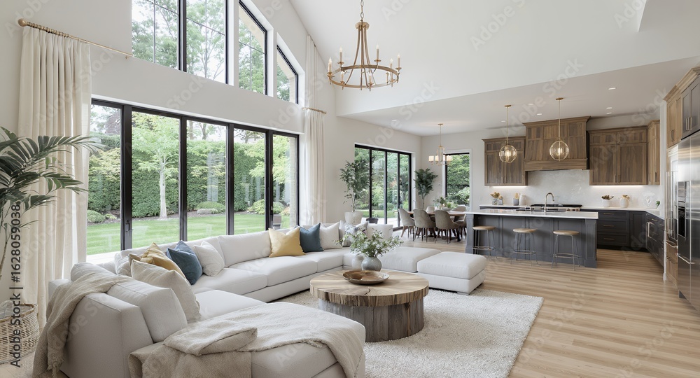 Modern Open Plan Living Room and Kitchen Interior Design Stock Photo ...