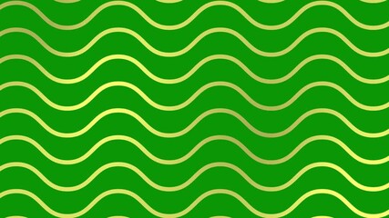 Wall Mural - Animated golden wavy lines. Linear background. Decorative pattern. Looped video. Vector illustration isolated on green background.