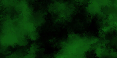 Wall Mural - Abstract black background with green smokes. Dark green powder explosion on black background. Grungy dark canvas background.