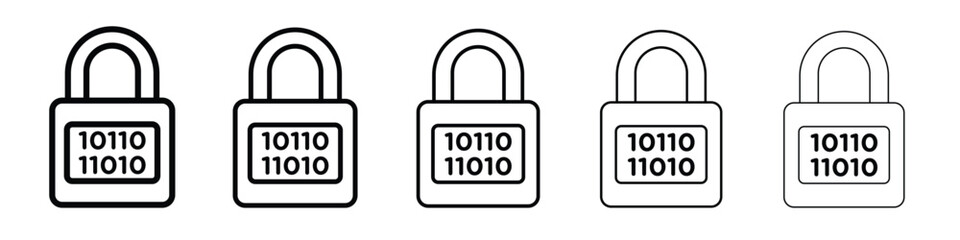 Encryption icon logo. Black line icon, vector illustrations.