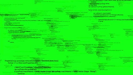 green screen (chroma key) digital futuristic computer coding moving animation background, high technology internet data information transfer concept