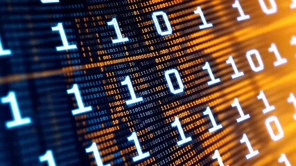 Abstract binary code animation background for technology and digital concept