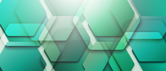 Wall Mural - green geometric abstract background with simple hexagonal elements