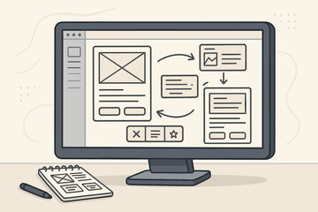 ux ui design prototyping workspace computer screen wireframe mockup web application development inte
