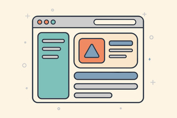 Modern web browser interface design template. Website application dashboard layout. UI UX development concept. Flat vector illustration mockup wireframe