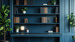 © wiparat - Beautiful Blue Modern Home Office Wall Shelving