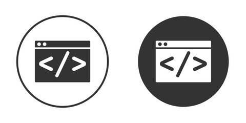 Coding icon concept, simple flat design. Clipart vecot in black colors