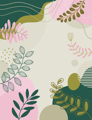 Wall Mural - Design banner frame background. Colorful poster background vector illustration. Art print for beauty, fashion and natural products,wellness, wedding and event.