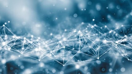 Wall Mural - abstract network of interconnected points and lines on a blurred background