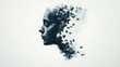 © stardadw007 - Profile of a woman dissolving into puzzle pieces against a bright white background monochromatic The face is in partial