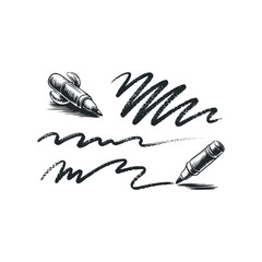 Wall Mural - felt tip marker with scribble strokes and lines on white paper