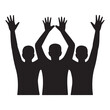 © Nur - Silhouette of Three People with Raised Hands Cheering on a Transparent Background