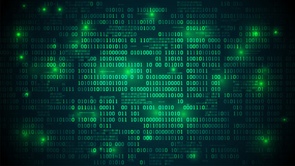 Abstract futuristic cyberspace with binary code, matrix background with digits, well organized layers