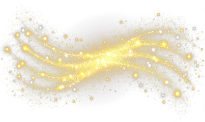 Wall Mural - Magical Energy Wave with Glowing Stars and Elements Isolate on Transparent Background, cutout, png