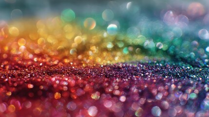 Vibrant, multicolored glitter with bokeh