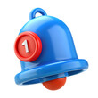 © RIAJUL - Blue Notification Bell with Red Circle and Number 1 alert message isolated on a transparent background