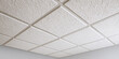© dinastya - Ceiling with white acoustic tiles arranged in a grid pattern. Indoor architecture detail