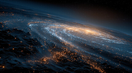 Wall Mural - cosmic urban glow: a breathtaking perspective of earth reveals a mesmerizing expanse of city lights.