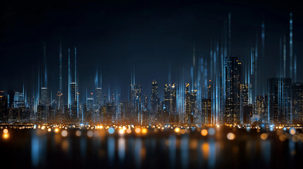 Canvas Print - cyber city: capturing a cutting-edge cityscape, where a shimmering network of light pulsates, illumi