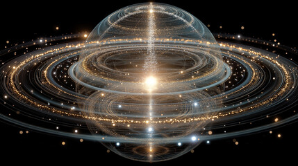 Wall Mural - cosmic rings and celestial radiance: a stunning, abstract illustration depicting a series of concent
