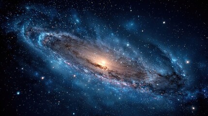Wall Mural - Spiral galaxy bathed in cosmic dust, swirling nebulae, and distant stars