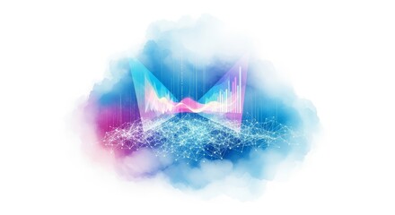 Wall Mural - cloud computing holographic data visualization - abstract cloud computing concept, holographic data 