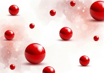 Wall Mural - red spheres floating on white background - abstract of red spheres floating on a white background wi