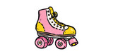 Colorful Retro Roller Skate Illustration. Vintage Style And Recreational Fun Isolated On Transparent Background