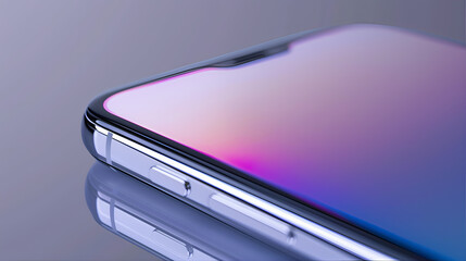 Close-up of Smartphone with Gradient Display and Textured Frame edge 
