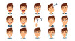 © Lua - Illustrative depiction showing a variety of facial expressions of a young man on a white background