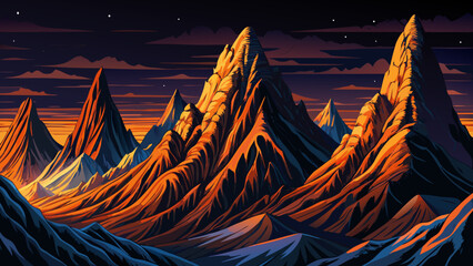 Sharp glacier peaks in a remote Arctic wilderness with vector ideal for extreme nature and polar landscape themes