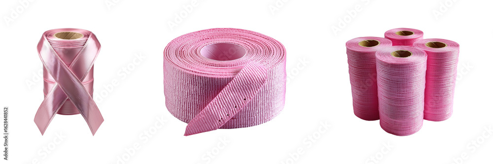 Pink Ribbon And Tape Rolls. Symbolism Of Awareness And Crafting ...
