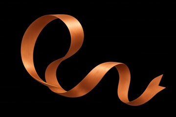 Wall Mural - a flowing orange ribbon on a black background