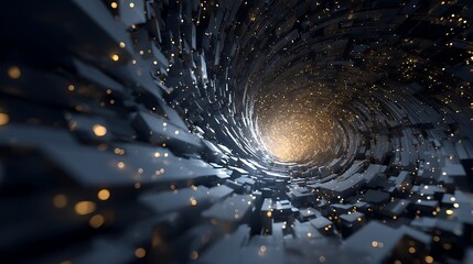 Canvas Print - abstract futuristic tunnel with glowing light and geometric shapes, creating a mesmerizing and dynam