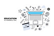 © PureSolution - Distance education, online learning.. Creative vector illustration for web banner, social media, business presentation, marketing material. Back to school.