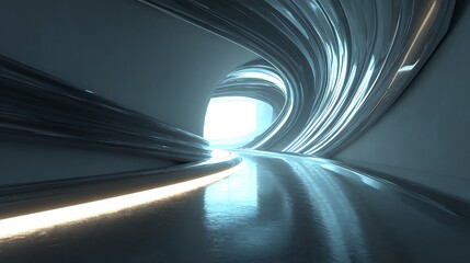 Canvas Print - a futuristic tunnel with a bright light at the end, creating a sense of depth and motion with its sm
