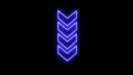 Wall Mural - Neon arrow points to the down. Flashing neon icon to the down arrow. Neon arrow symbol icon.