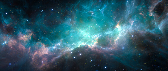 Wall Mural - Amazing nebula with stars, space background.